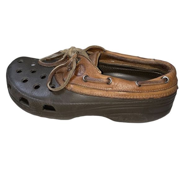 CROCS Shoes Crocs Islander Pit Crew Boat Shoe Duck Black Leather